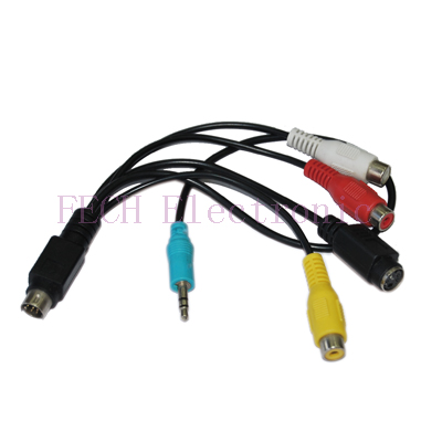 MD 9P M TO 3*RCA Jack+3.5mm Plug+MD4P F